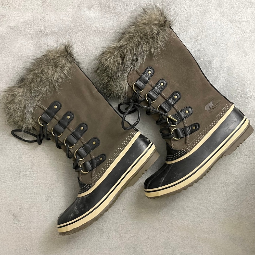 Sorel Joan of Arctic US8.5 EU39.5 Major and Black Waterproof Duck Boots Faux Fur